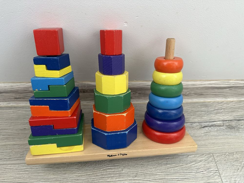 Melissa & Doug Geometryczna Układanka Na Drążku, stan dobry