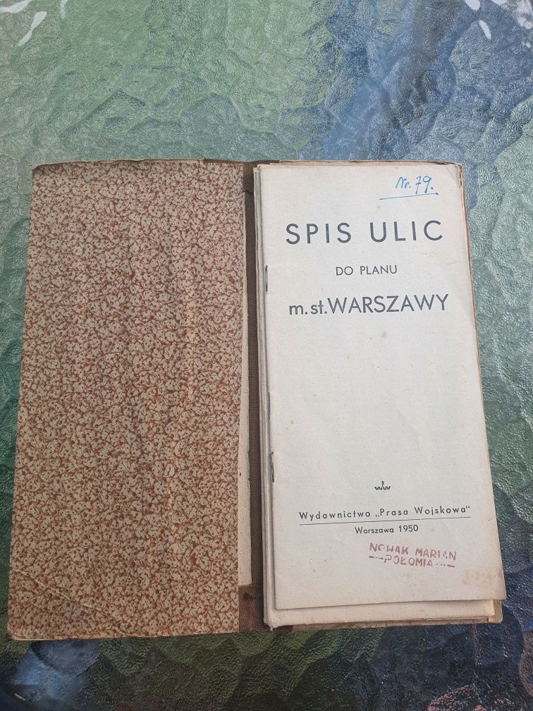 Mapa Warszawy spis ulic Plan Miasta stołecznego Warszawa 1950