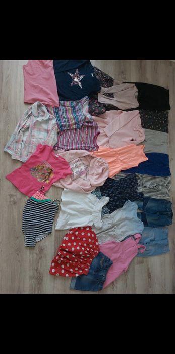 Paczka zestaw ubrań sukienka spódniczka koszulka 7 lat 122 116 leginsy