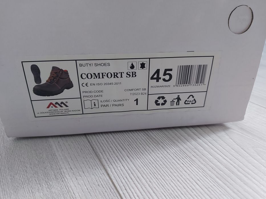 Buty robocze męskie ochronne TRZEWIKI ROBOCZE z podnoskiem skórzane 45