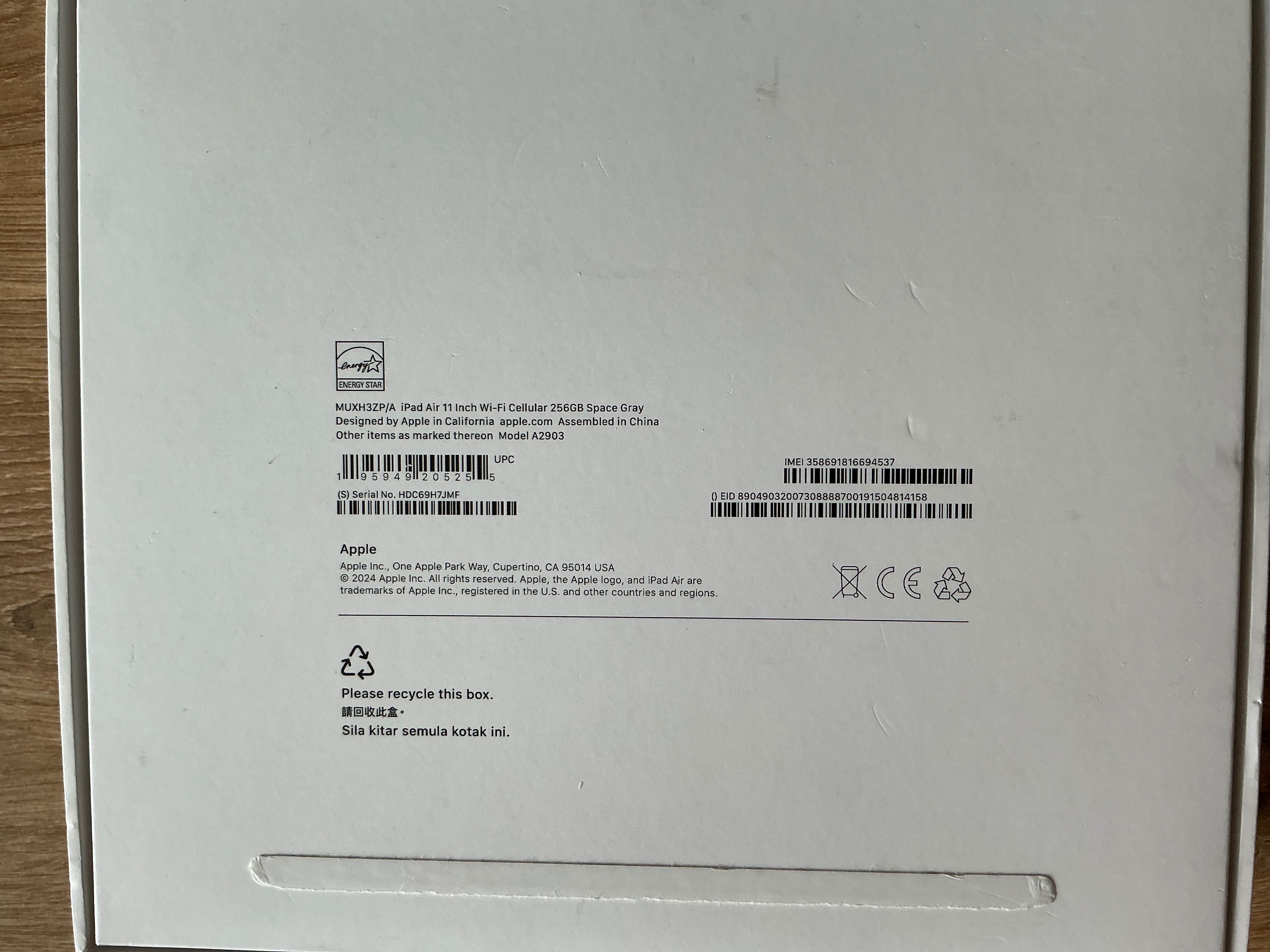 Box коробка iPad Air 11 256GB