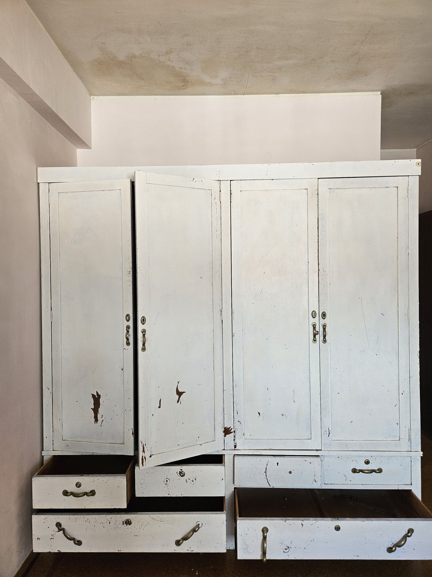 Roupeiro madeira pintado de branco, estilo vintage