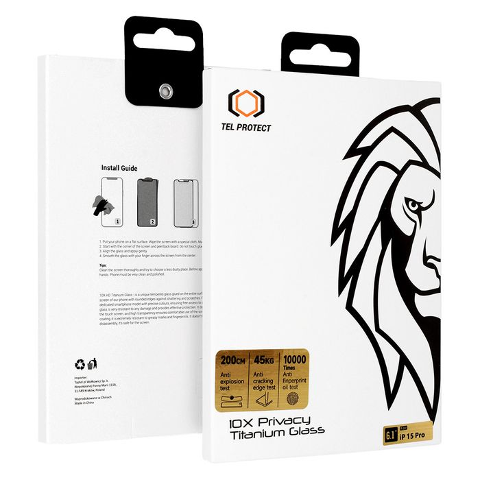 Hartowane szkło Tel Protect 10X Privacy Titanium do Iphone 17 Pro Max