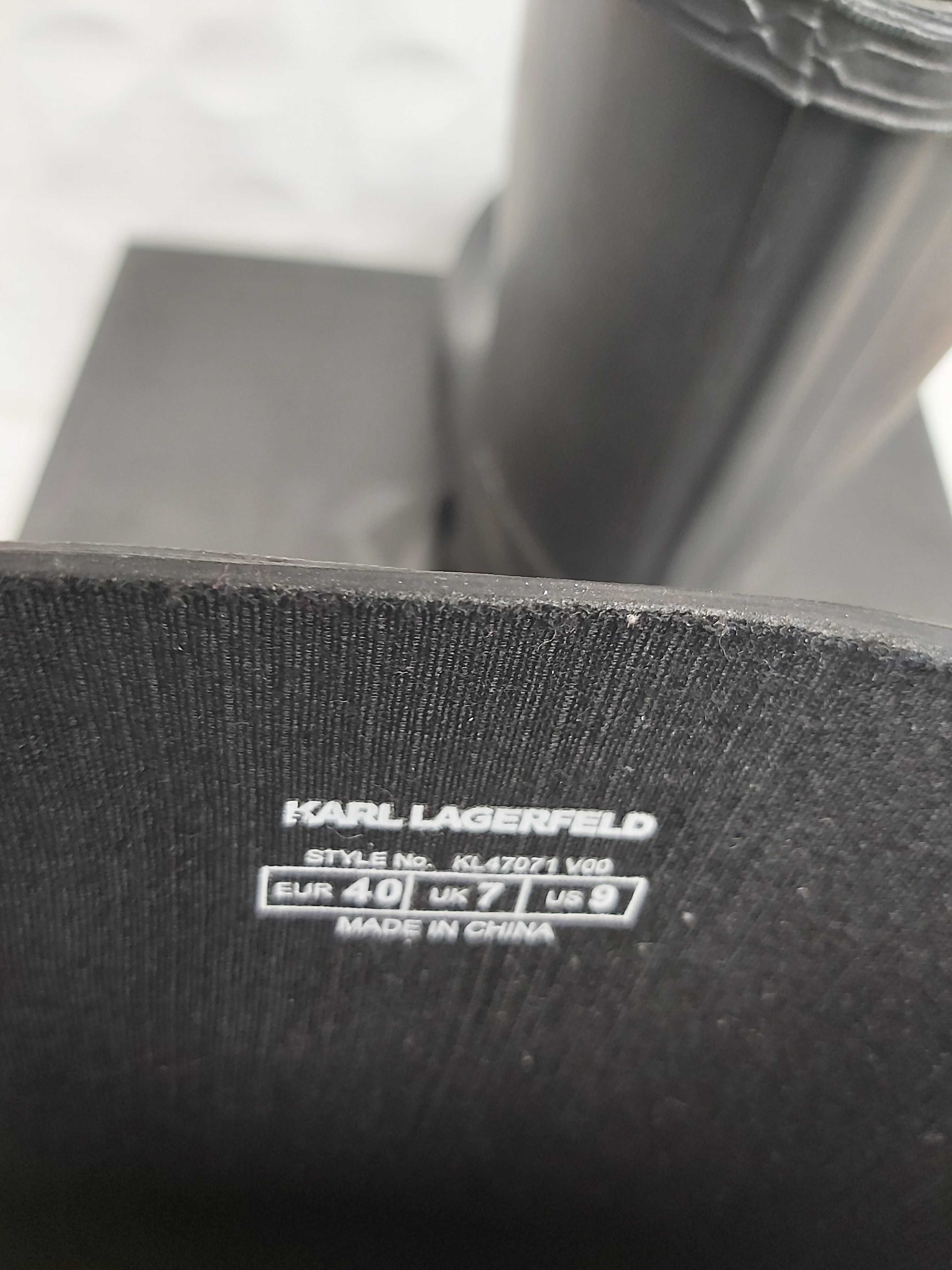 NOWE kqlosze KARL LAGERFELD czarne 40 iconic midi boot a357