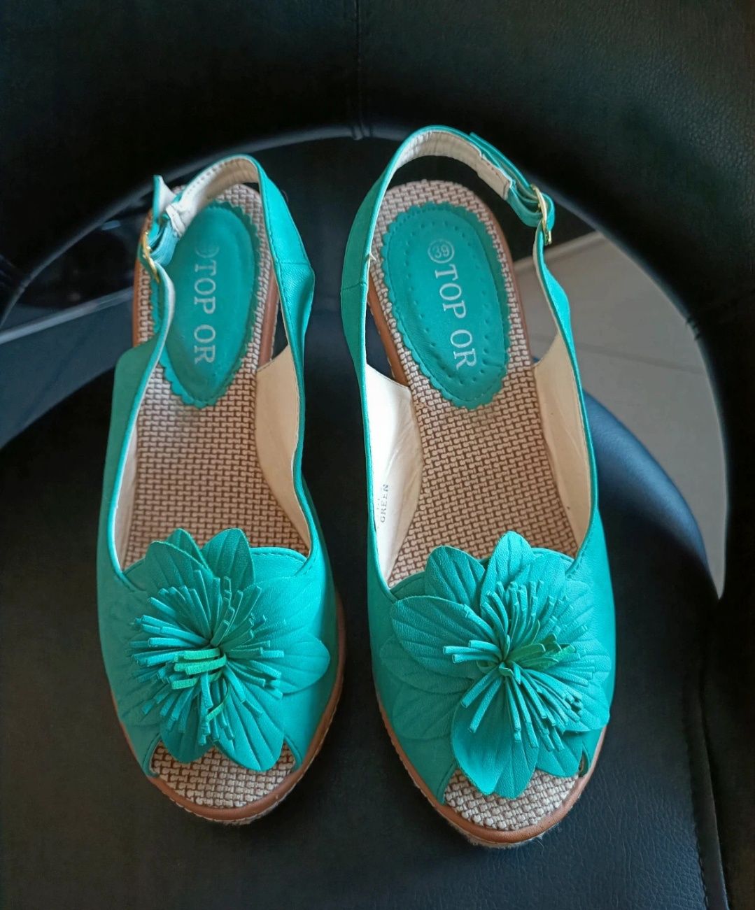 Buty sandały koturn 39 zielene seledynow jak Nowee