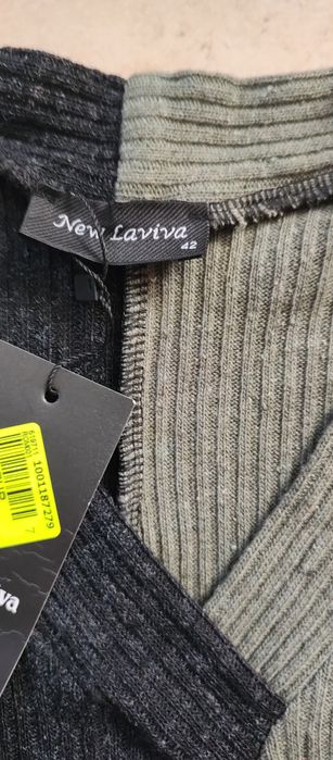 Damski nowy sweter kolor czarno oliwkowy rozm.42