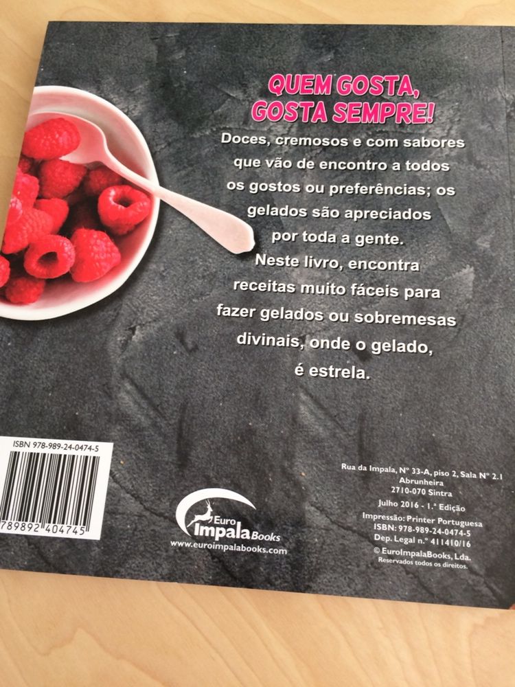 Livro Gelados Feitos em Casa Culinária Receitas