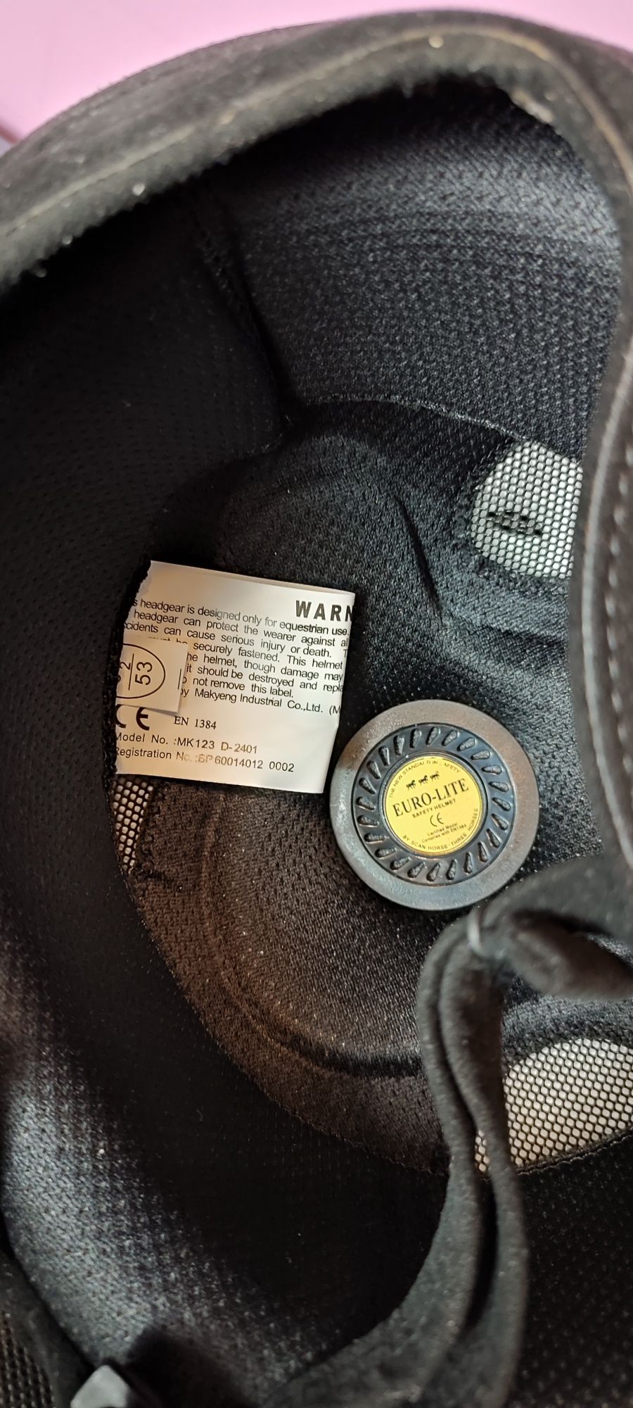 NOWY kask jeździecki EuroLite - rozmiar 53 - certyfikowany, z workiem