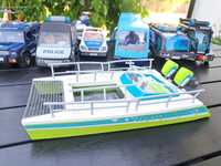 Playmobil zabawki, samochody, policja, motorówka,  łódka
