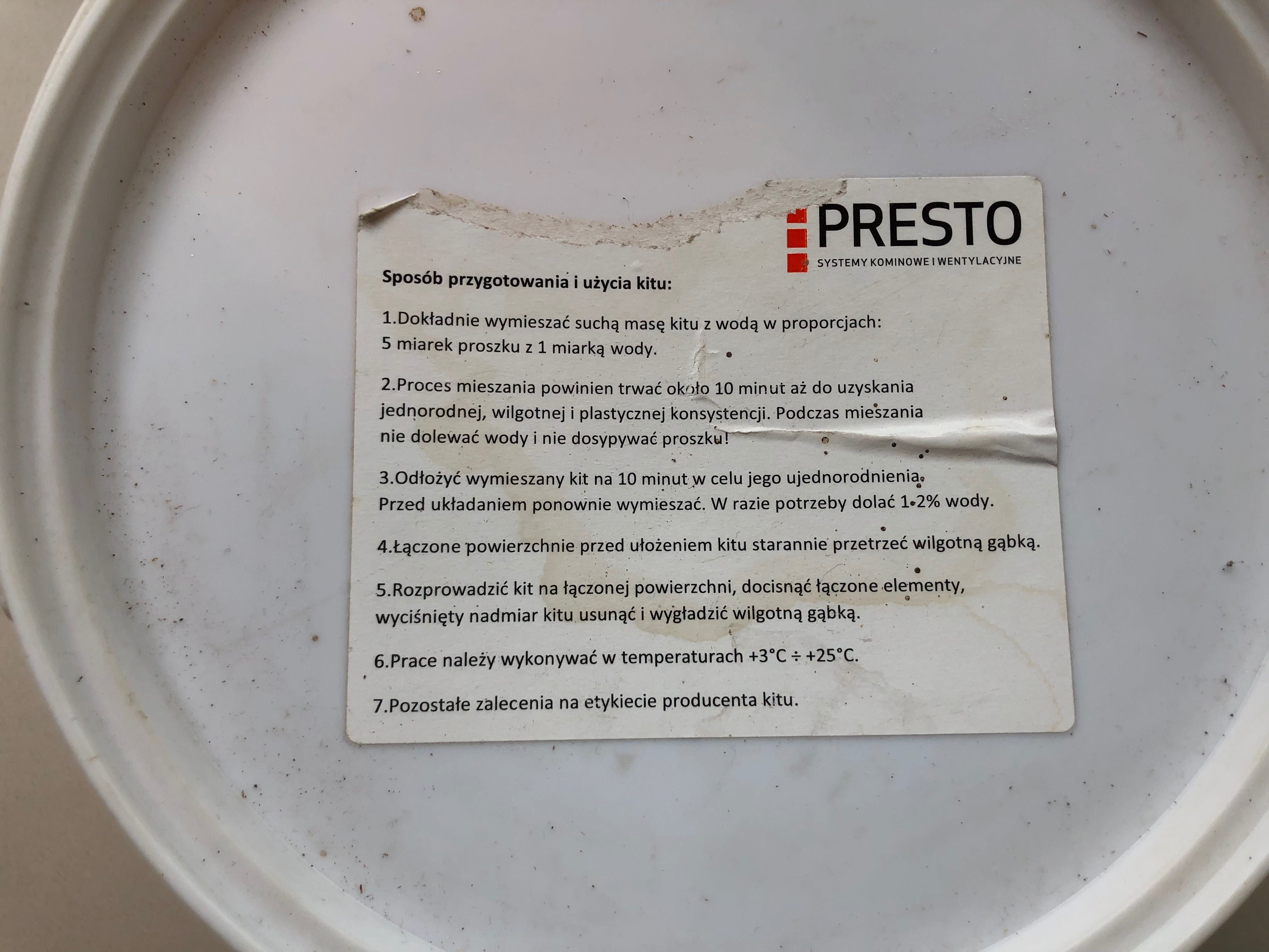 Zaprawa szamotowa Presto 3kg Firend 1,5kg,