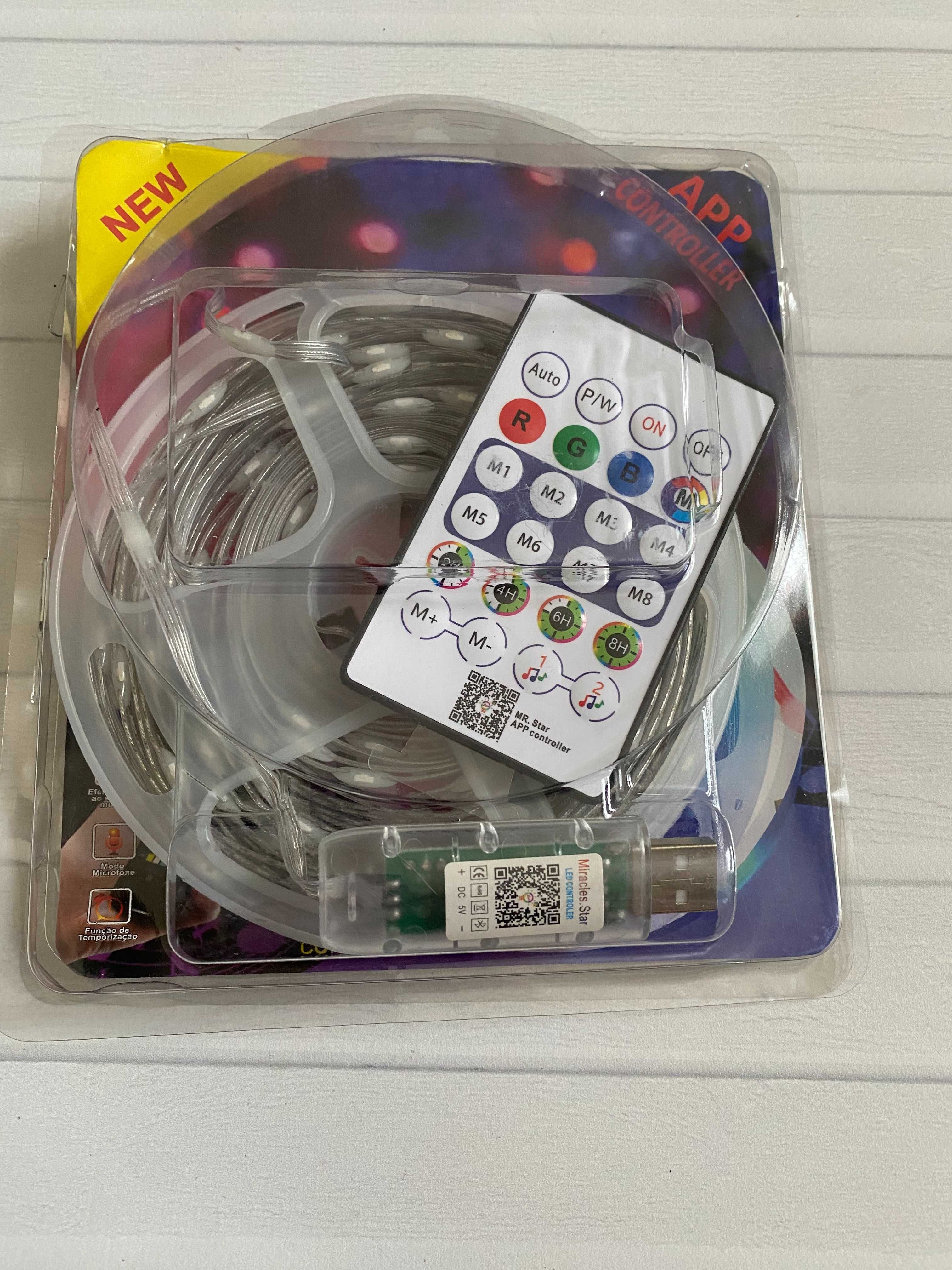 Світлодіодна LED стрічка RGB 10 м комплект, управління через телефон