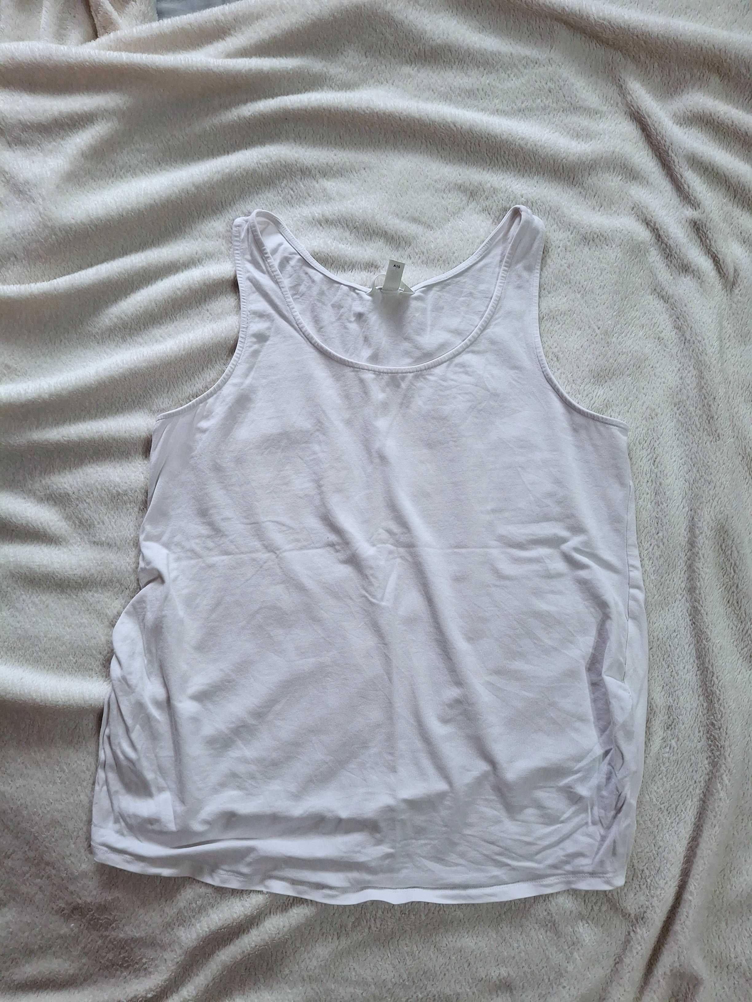 Top ciążowy H&M XL Mama T-shirt Damski ramiączka bawełna biała