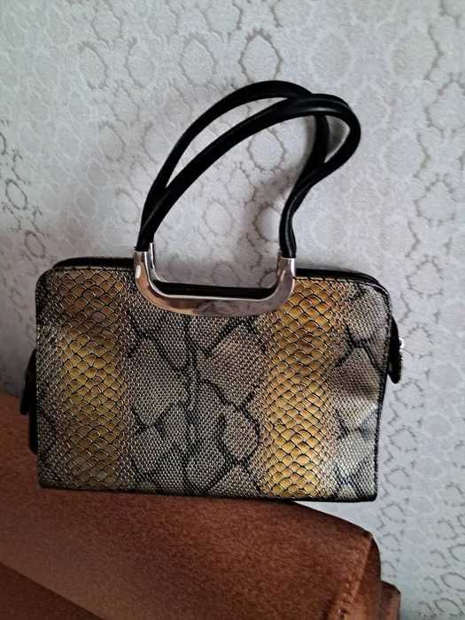 Elegancka torebka torba do ręki wężowy wzór
