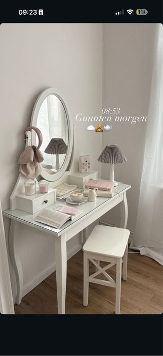 biała toaletka hemnes z lustrem ikea 100x50 cm