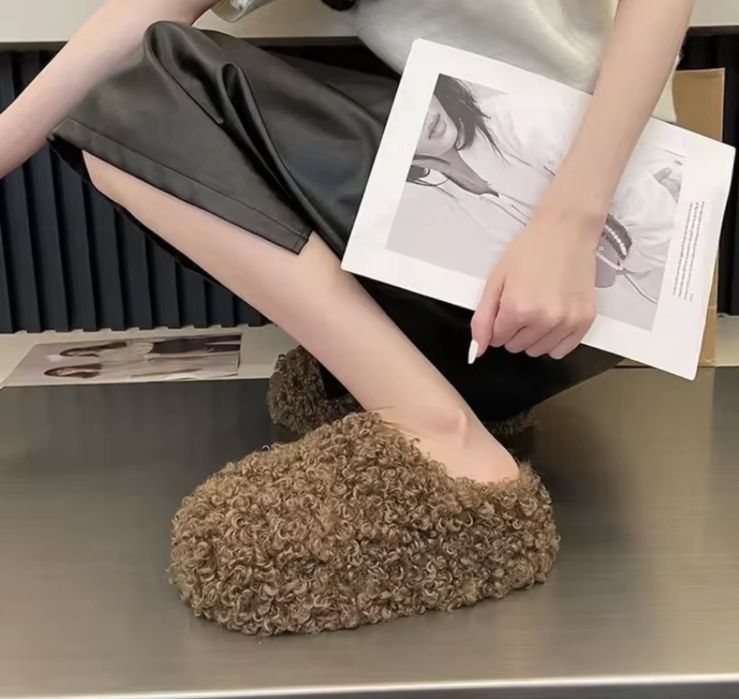 Меховые клоги ,мюли