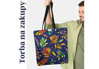 Torba siatka na zakupy – Yellow Leaves on a Navy Blue Background