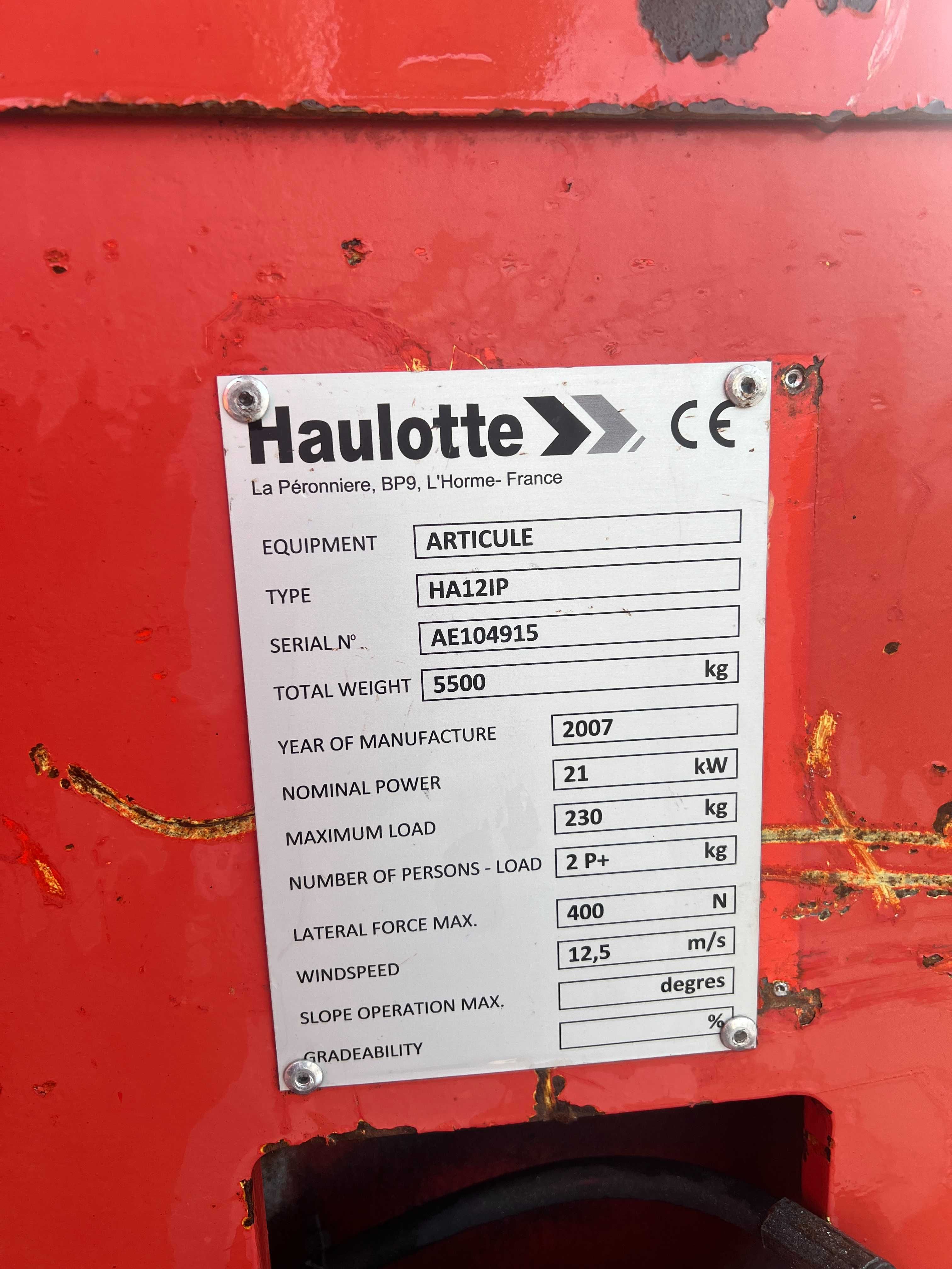 Podnośnik koszowy Haulotte HA12IP – 12m, elektryczny, 2007
