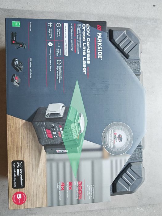 Nowy ZESTAW!Aku 4ah+ładow. Laser krzyżowy 3x360 Parkside PKLLP 3360 A1