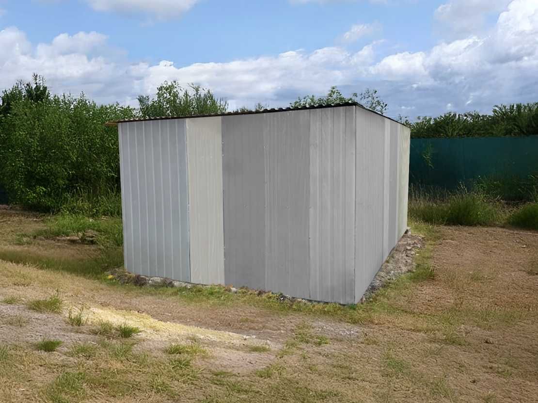 Garaż 3x5 w II gatunku, kolor odwrócony do środka, tanio, blaszak