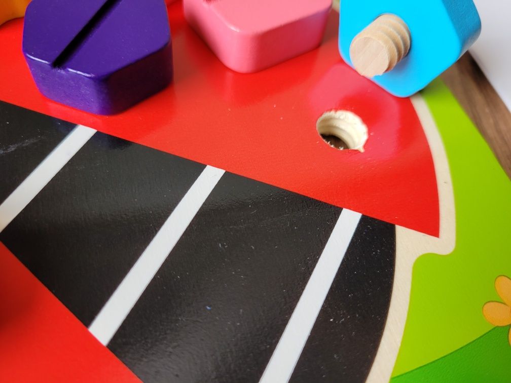 Nowa drewniana biedronka Montessori klocki sorter puzzle układanka
