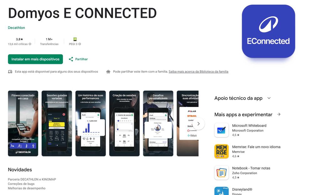 Bicicleta Elíptica de Treino 500 Conectada