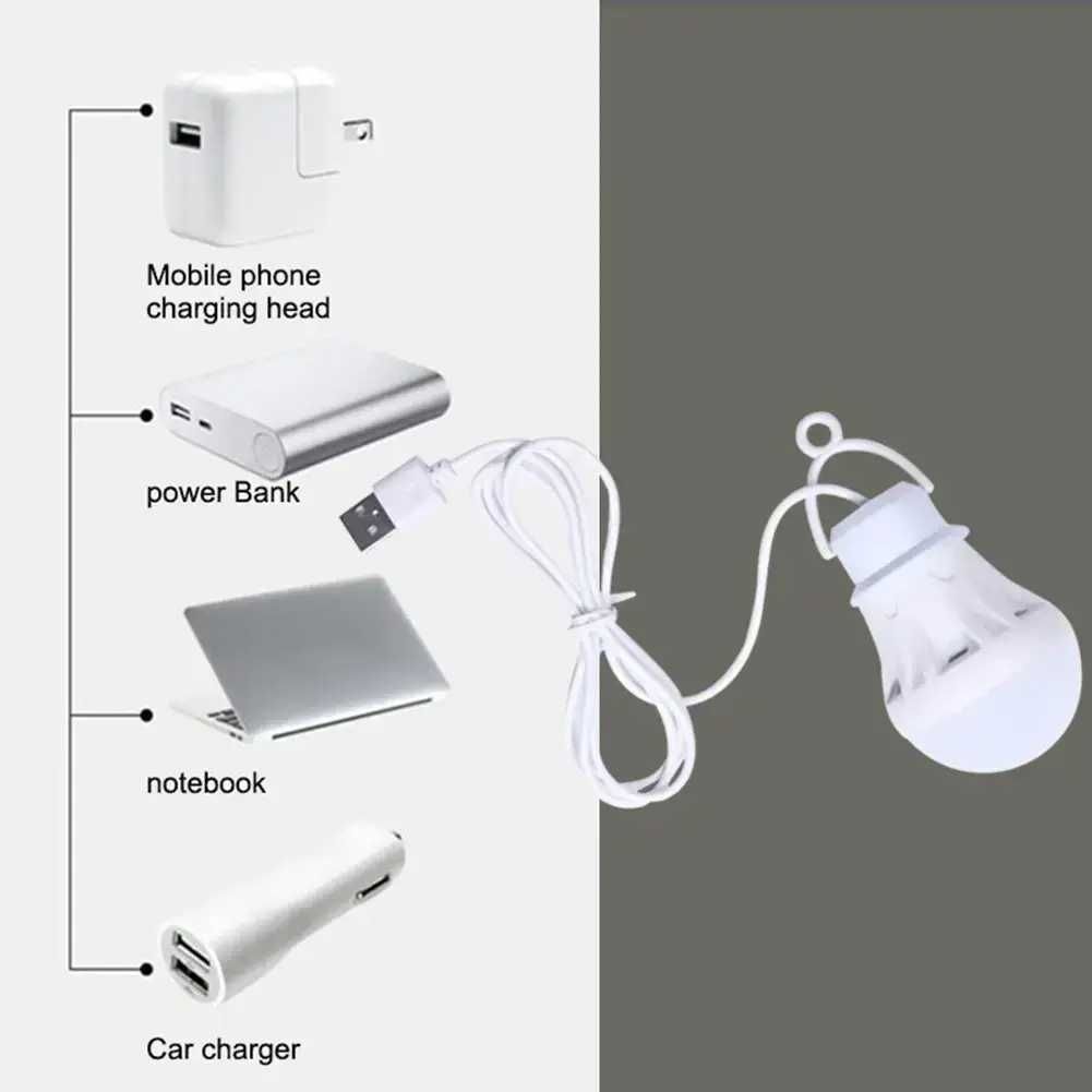 Лампочка Led 7W от Павербанк USB, Лед лампа, свет переносное освещение