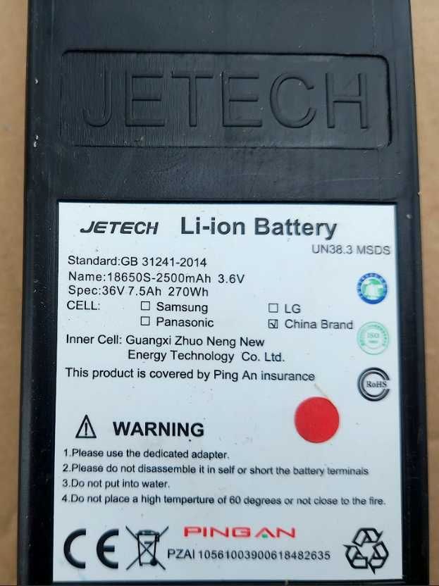 Bateria do hulajnogi elektrycznej Jetech 36v 7,5Ah