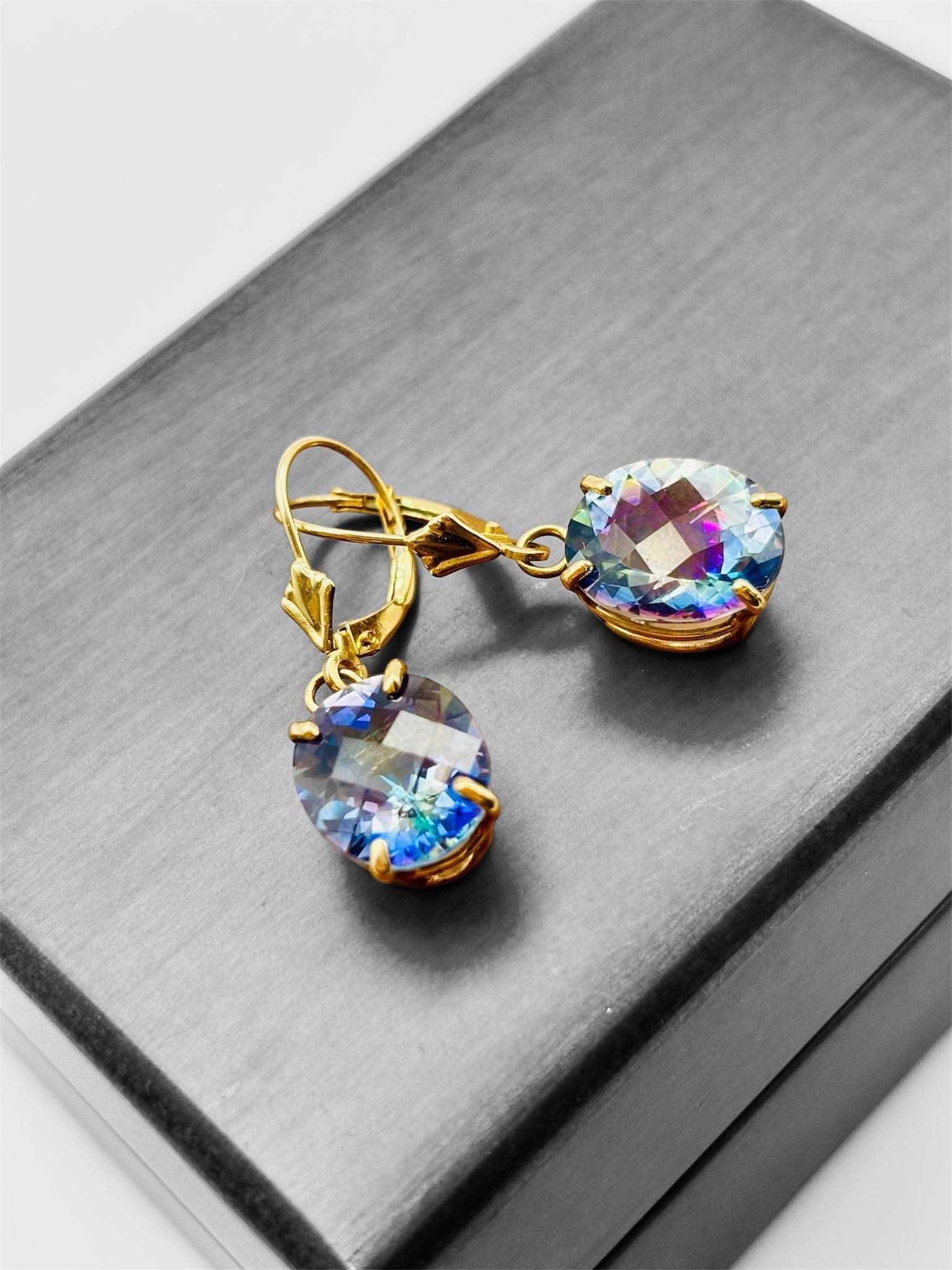 Złote kolczyki z olśniewającym kamieniem - mystic TOPAZ!
