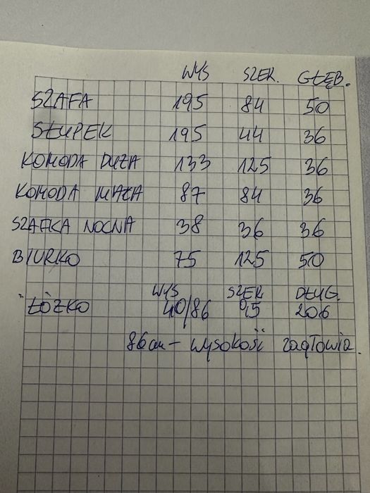 Komoda szafa meble łóżko z materacem+biurko