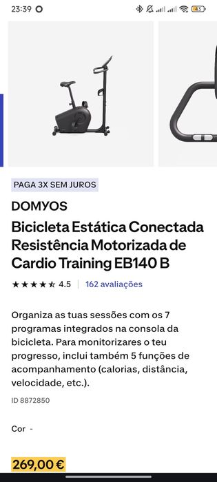 Bicicleta estática como nova