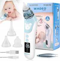 WADEO Aspirator elektryczny do nosa dla dzieci USB LCD 3 końcówki