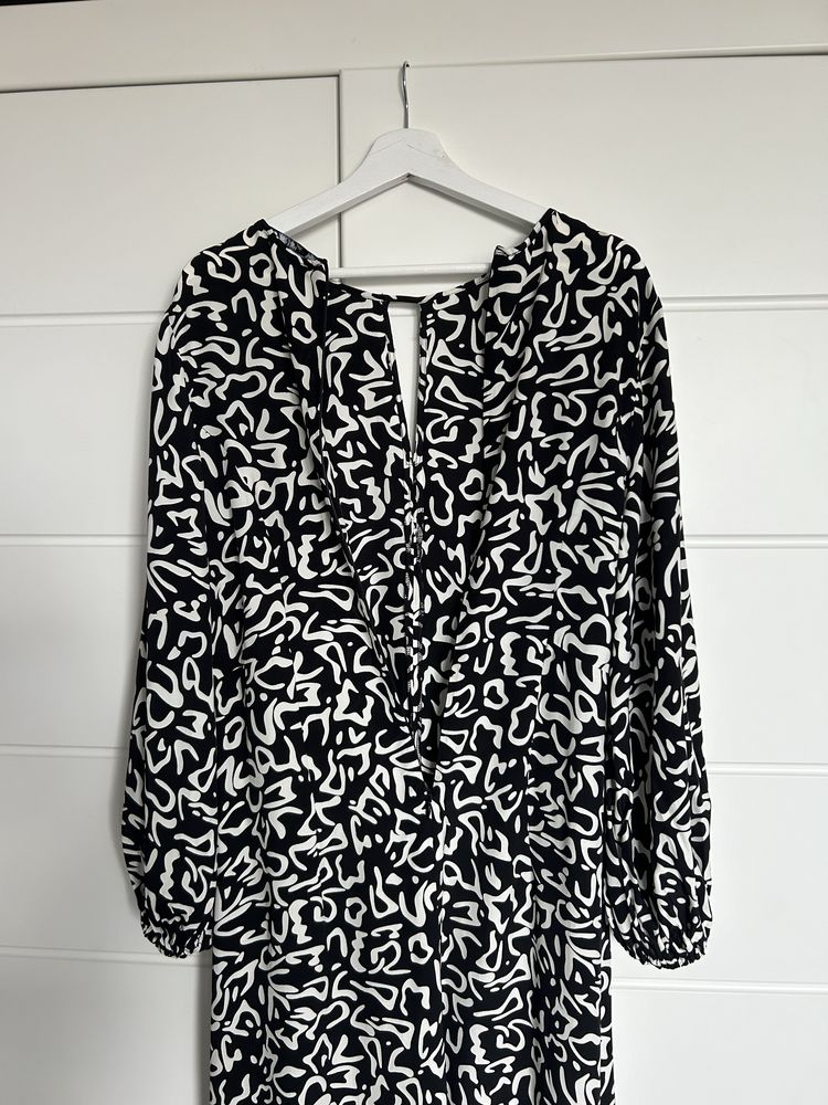Nowa czarno biała długa elegancka sukienka zara 40