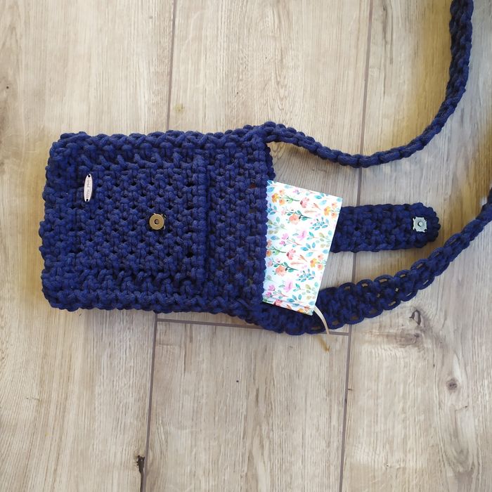 Granatowa torebka makrama rękodzieło
