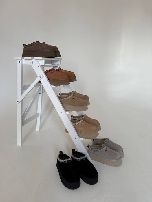 р36-41 Жіночі замшеві уггі Ugg Tasman Platform Black Beige Khaki Grey