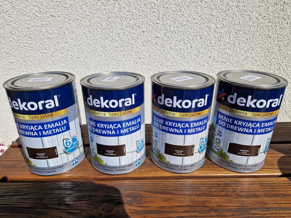 NOWE Puszki z farbą Dekoral, drewno, metal, farba, emalia 0,9l
