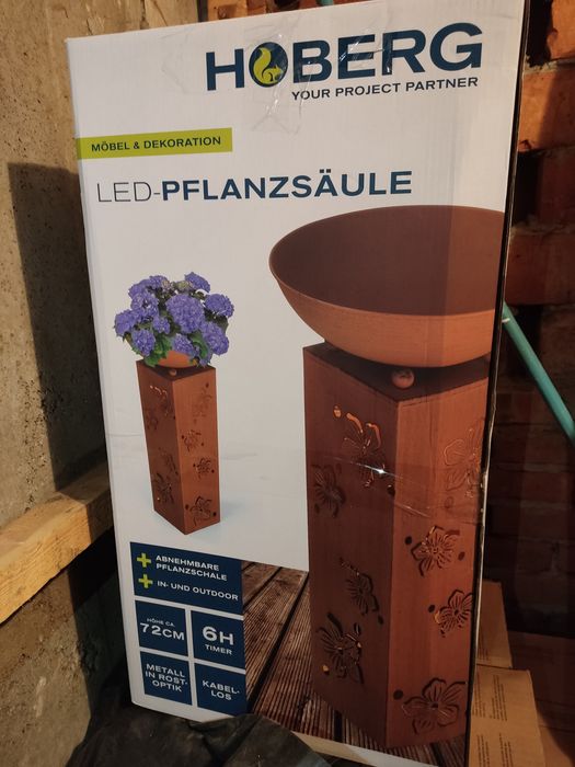 Donica dekoracyjna kolumna led na rośliny kwiaty