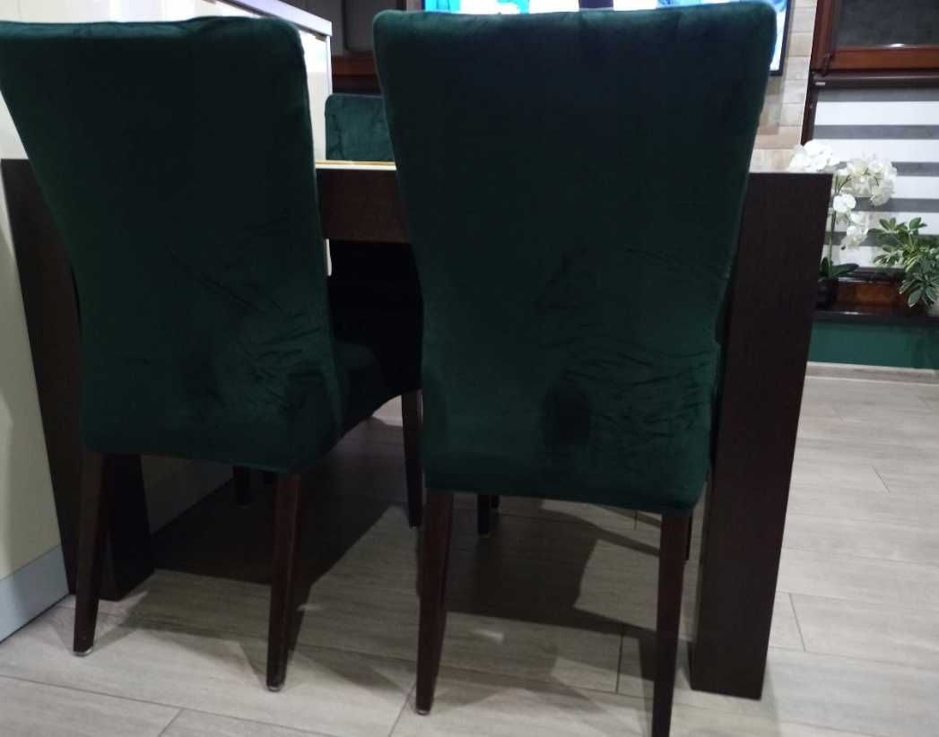 Pokrowce na krzesła welurowe uniwersalne elastyczne zielone 4 sztuki