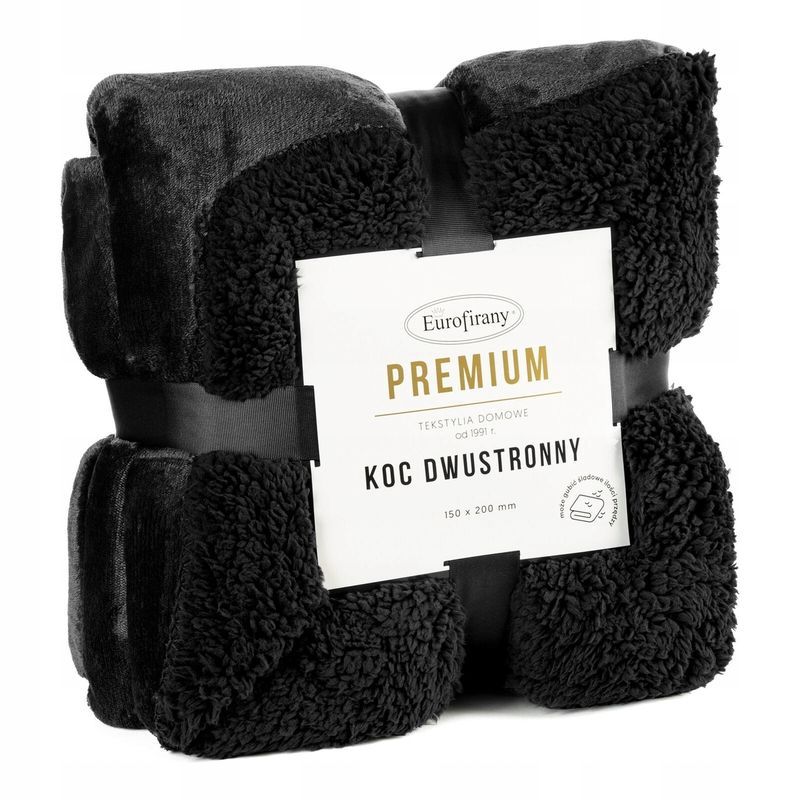 Koc 70x160 Mikrofibra Dwustronny Miękki Jednolity Tedy Czarny