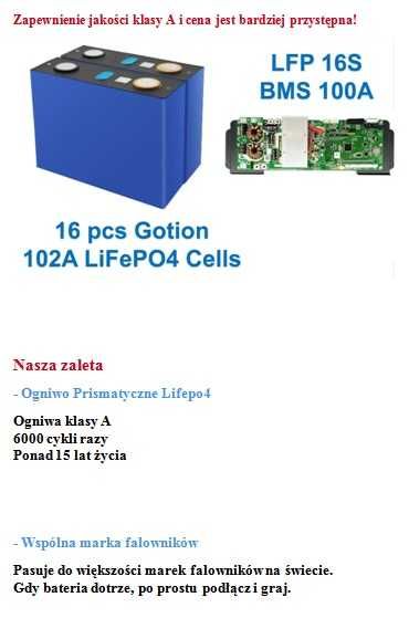 Bateria słoneczna Lifepo4
- Uchwyt ścienny 51,2 V 100 Ah