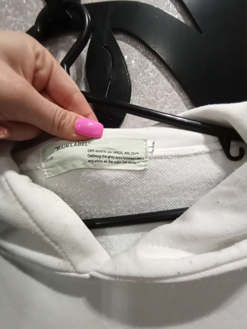 Bluza biała z kapturem off white mona lisa L hoodie