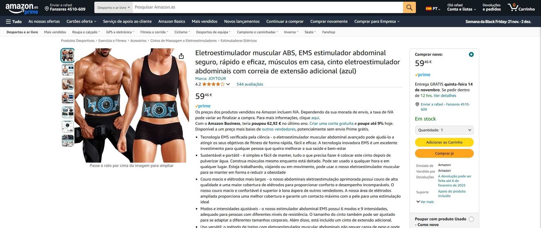 Joytour EMS estimulador abdominal (1008)