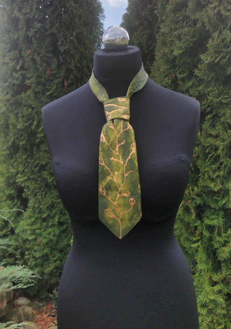 Arty's jedwabny malowany krawat unisex silk tie vintage handmade