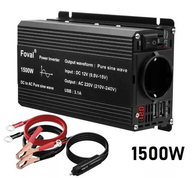 Інвертор перетворювач FOVAL 12-220V 1500 Ват