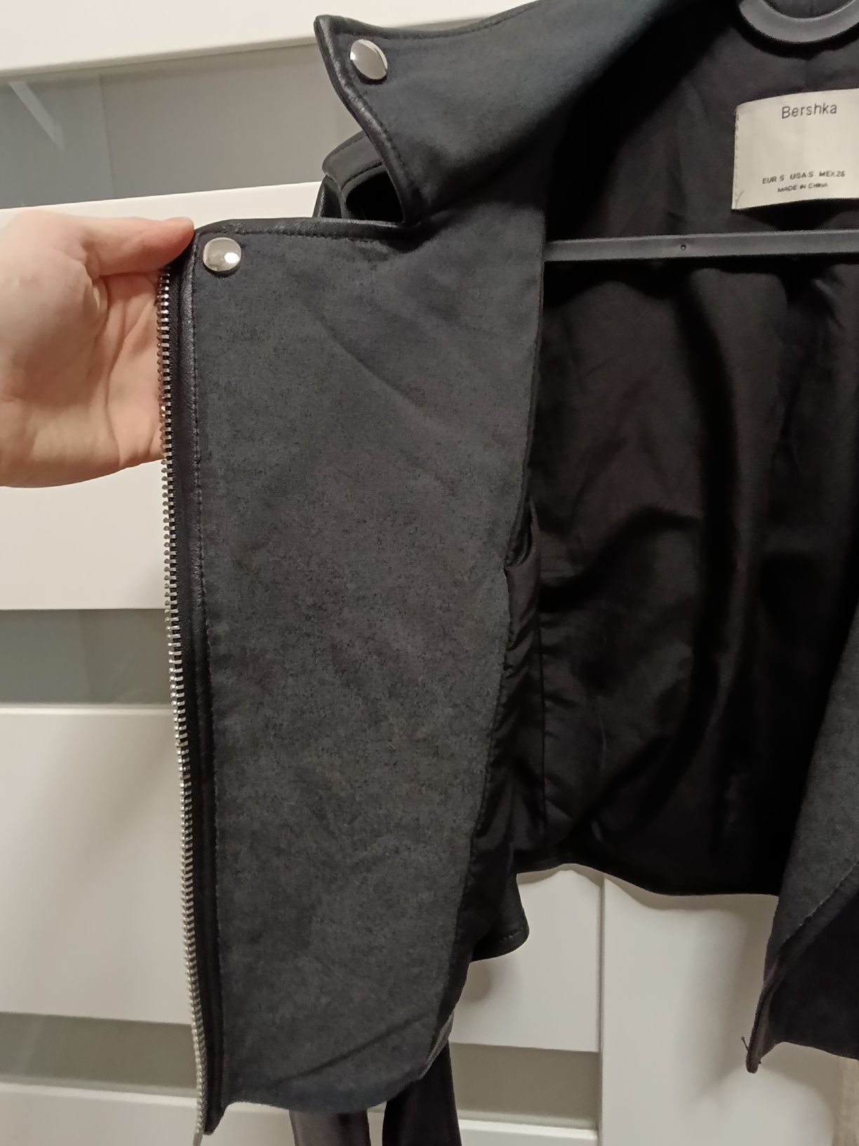 Ramoneska damska skórzana czarna Bershka eko skóra S
