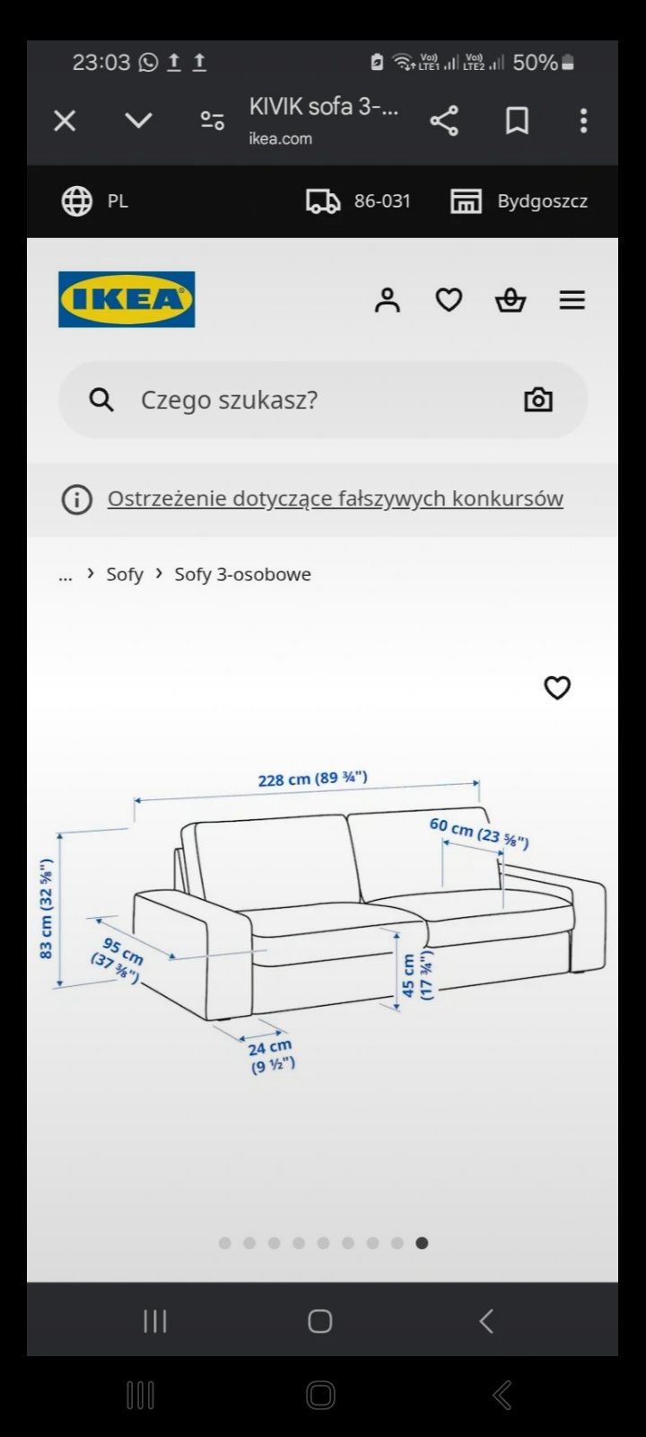 Brązowy pokrowiec na duża sofę kivik ikea