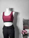 Krótki top bordowy na ramiączkach sportowy crop top siłownia M L