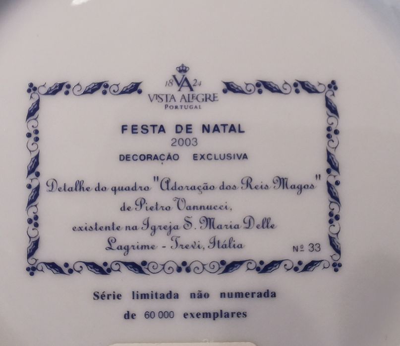 Pratos Natalícios Vista Alegre 1997/03