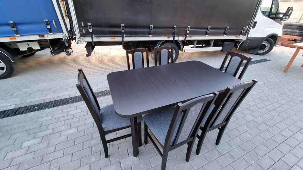 Najlepsza cena: Stół + 6 krzeseł, wenge + grafit, dostawa cała POLSKA