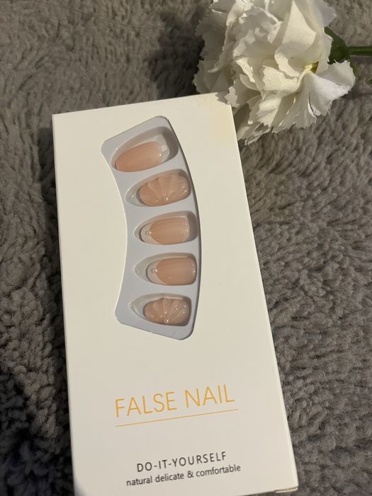 press on nails paznockie french jasne dziewczęce sztuczne