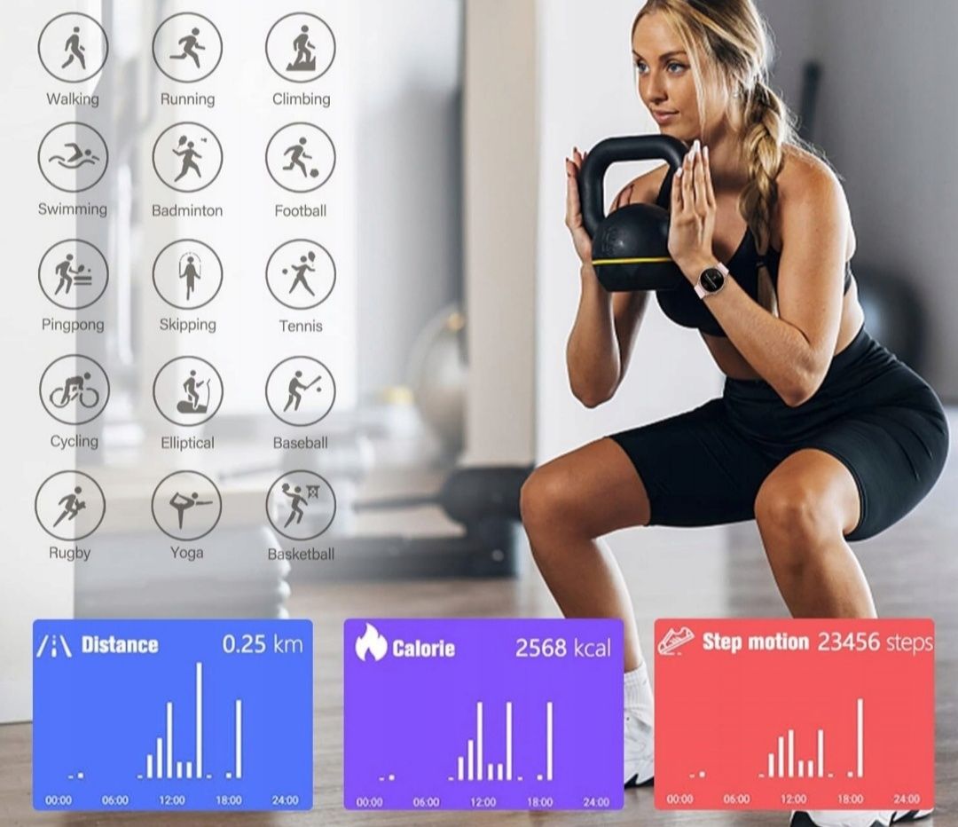 Smartwatch zegarek sportowy AMOLED męski damski krokomierz treningowy2